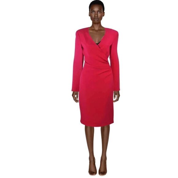 Vintage Giorgio Armani Collection Magenta Drape Silk Cocktail Dress Women’s 12 - Picture 1 of 14